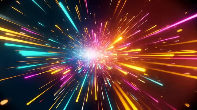 Colorful hyperspace tunnel with dynamic light beams