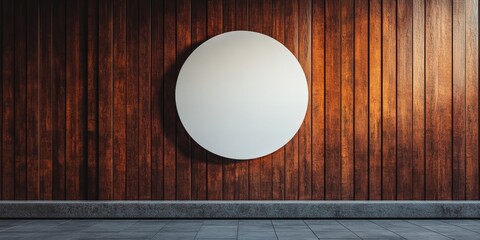 Circular Wooden Signboard on Rustic Wall Urban Storefront Mockup