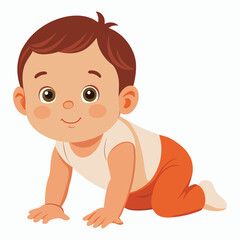 vector a baby is on all fours on white background
