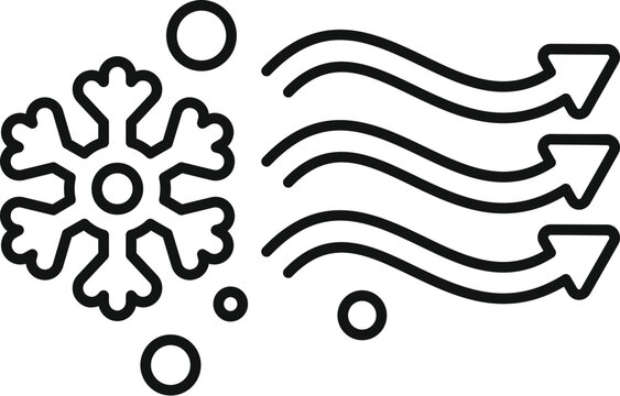 recommend clip art: Simple line art representing cold wind blowing, ideal for websites or apps about weather forecast