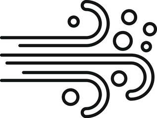 Line art vector of a strong wind blowing from left to right with particles
