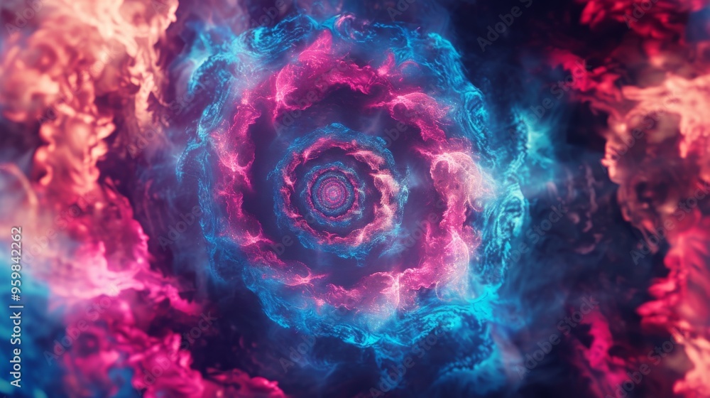 Aufkleber a mesmerizing abstract image featuring a swirling vortex of vibrant blue and pink colors. the fluid 