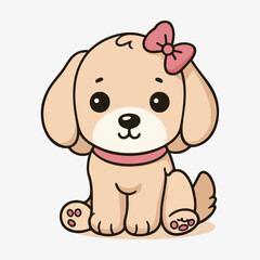 Adorable Puppy Dog Character Illustration Kawaii Animal Vector