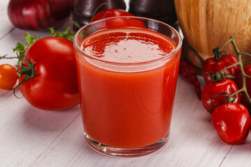 Fresh Tomato juice in the glass