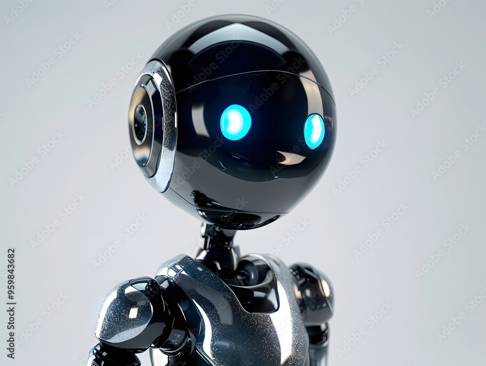 Aufkleber futuristic robot with a sleek design and glowing eyes, symbolizing advanced technology and innovatio