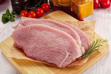 Raw uncooked turkey fillet steak