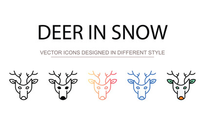Deer in Snow icon design with white background stock illustration