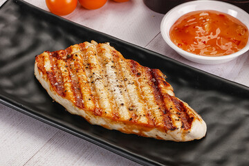 Grilled turkey fillet steak with sauce