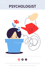 Session with a psychologist - colorful flat design style banner