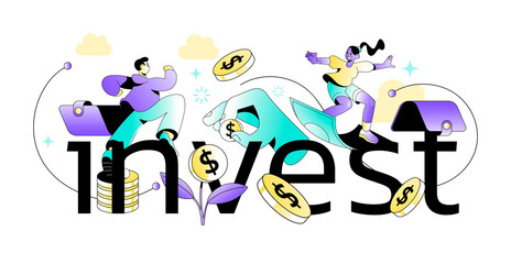 Hand drawn gradient investment background with text