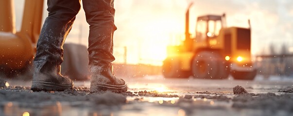 Determination Under Extreme Heat - Hardworking Laborer in Industrial Setting with Heavy Machinery, Sweating Profusely in Intense Heatwaves