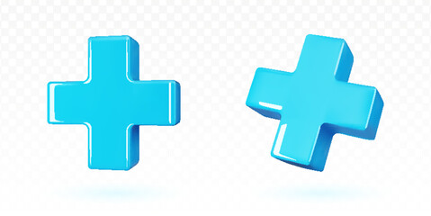 3D vector blue plus sign.