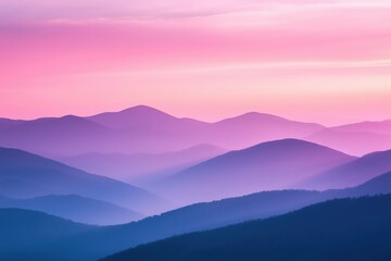 Obraz premium Serene mountain landscape with vibrant sunset and rolling hills.