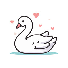 Adorable Kawaii Swan Character with a Fun and Playful Style Vector Illustration