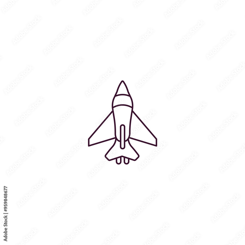 Poster fighter plane outline icon. linear vector from army and military concept. thin line fighter plane ic