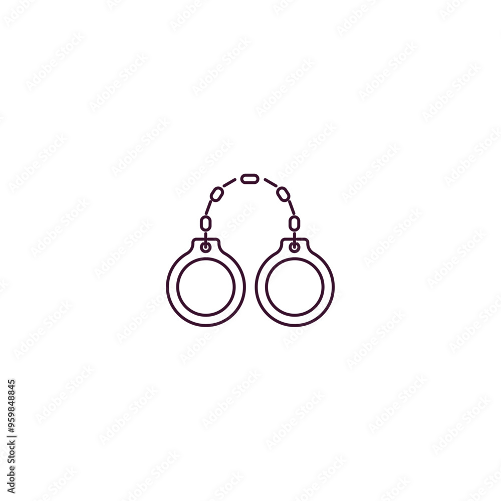 Poster pair of handcuffs outline icon. linear vector from army and military concept. thin line pair of hand