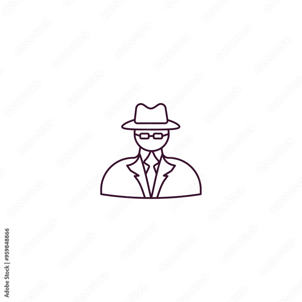 Poster secret agent outline icon. linear vector from army and military concept. thin line secret agent icon