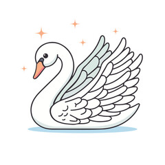 Adorable Kawaii Swan Character with a Fun and Playful Style Vector Illustration