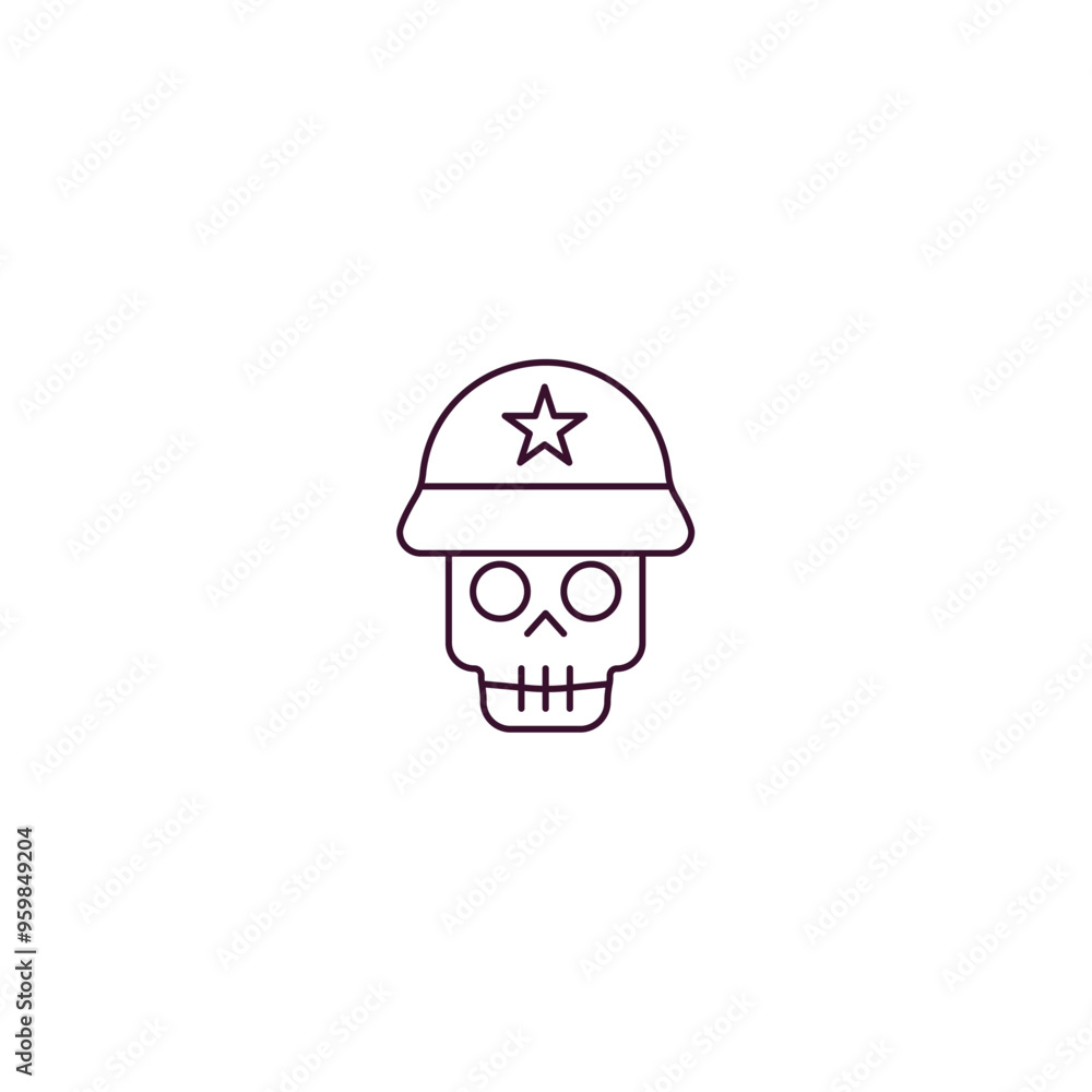 Aufkleber skull army outline icon. Linear vector from army and military concept. Thin line skull army icon isolated on white background