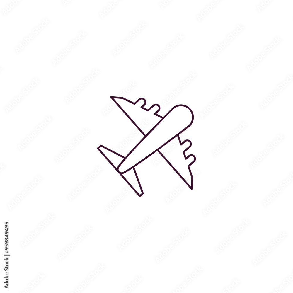 Poster airplane outline icon. linear vector from army and military concept. thin line airplane icon isolate