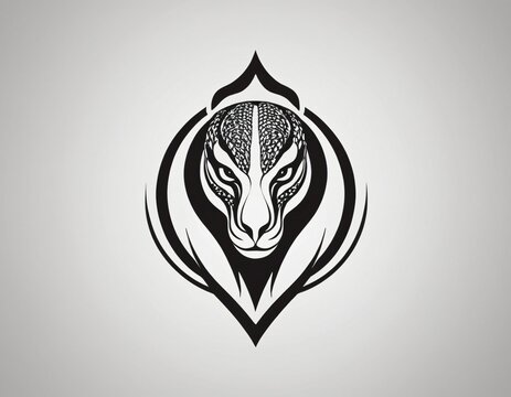 Snake head silhouette logo design.  icon in black and white color. Ai generated image.