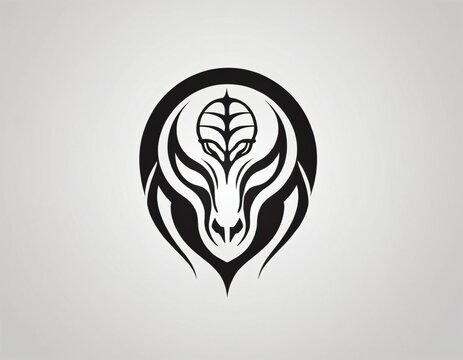 Snake head silhouette logo design.  icon in black and white color. Ai generated image.