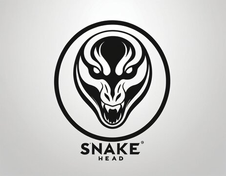 Snake head silhouette logo design.  icon in black and white color. Ai generated image.