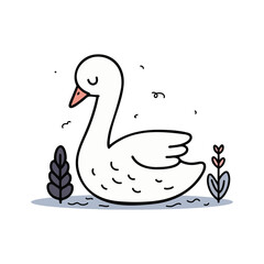 Adorable Kawaii Swan Character with a Fun and Playful Style Vector Illustration