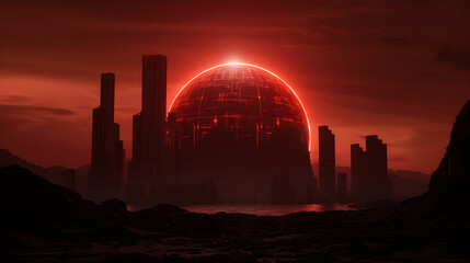sunset over the city