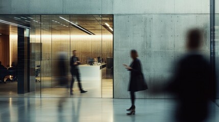 Group of Business people walking in the office corridor,People in business center walking at hall,office employees in motion go around at coworking space,Wide image,Concept of office life.