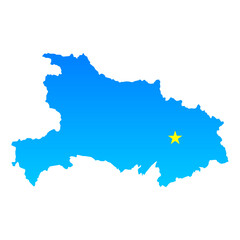 Map of Hubei with its capital Wuhan in China with a professional blue style