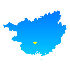 Map of Guangxi with its capital Nanning in China with a professional blue style