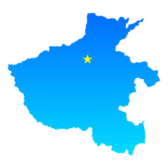 Obraz premium Map of Henan with its capital Zhengzhou in China with a professional blue style