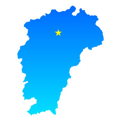 Obraz premium Map of Jiangxi with its capital Nanchang in China with a professional blue style