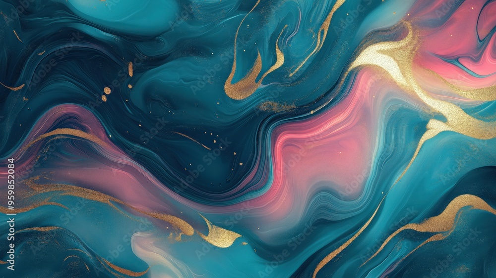 Poster dynamic liquid color background with flowing marble patterns for creative design uses.