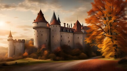 Obraz premium castle with autumn
