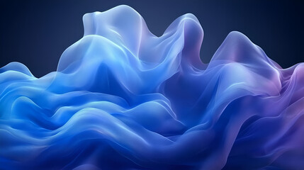 Obraz premium Swirling blue and purple wave-like patterns resembling flowing fabric under soft lighting at twilight