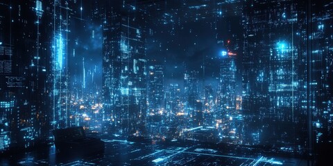 Obraz premium Futuristic Digital Background for Tech Processes and AI Concepts