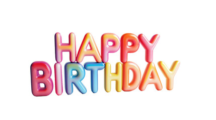 happy birthday text for a party, isolated, on transparent background