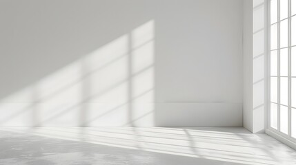 Obraz premium Minimalist White Wall with Soft Natural Lighting for Product Display and Mockup Background