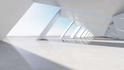 Obraz premium Architecture background geometric arched interior 3d render