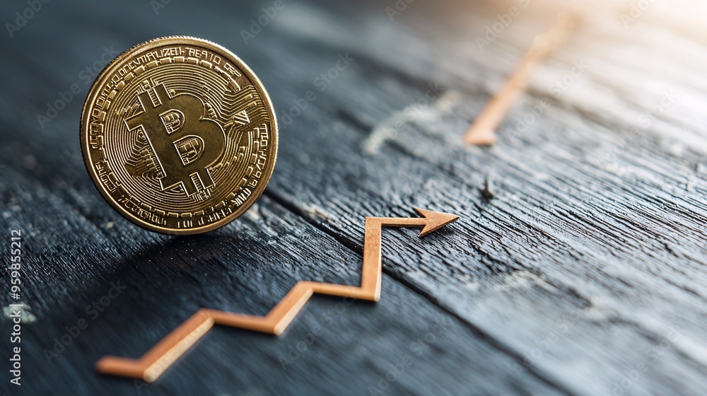 Poster Gold coin with a down arrow embedded, symbolizing the fall in interest returns