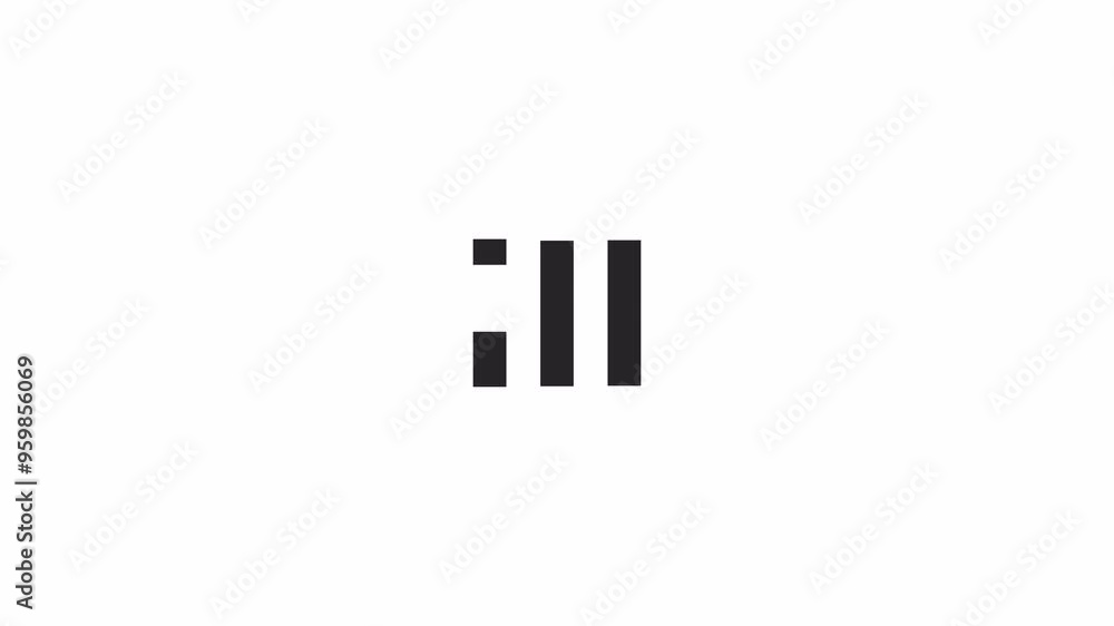 Poster sliding down vertical bars loading animation black and white. app data download animated element mon