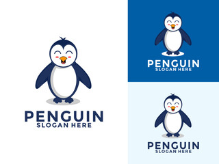 Cute Penguin Logo Cartoon Vector Icon Illustration, Penguin Logo vector template