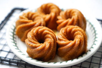Steamed caramelized sweet and soft cake, locally known as Kuih Apam Gula Hangus.