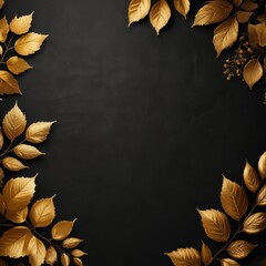 Luxurious autumn matte background with black and gold, featuring minimalistic design