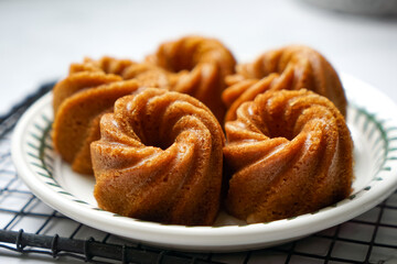 Steamed caramelized sweet and soft cake, locally known as Kuih Apam Gula Hangus.