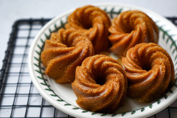 Steamed caramelized sweet and soft cake, locally known as Kuih Apam Gula Hangus.