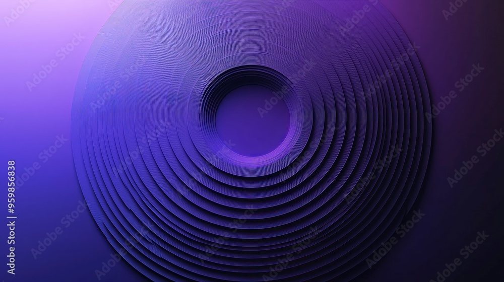 Poster minimalist futuristic design with concentric patterns and gradient colors.