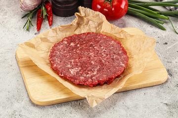 Raw beef burger cutlet minced meat